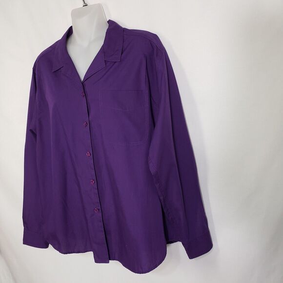 Cabin Creek Womens Shirt Large Purple Button Front Long Sleeve Collared Pocket - Picture 5 of 8